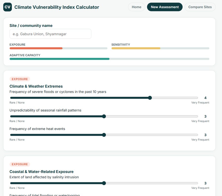 Climate Vulnerability Index Calculator interface