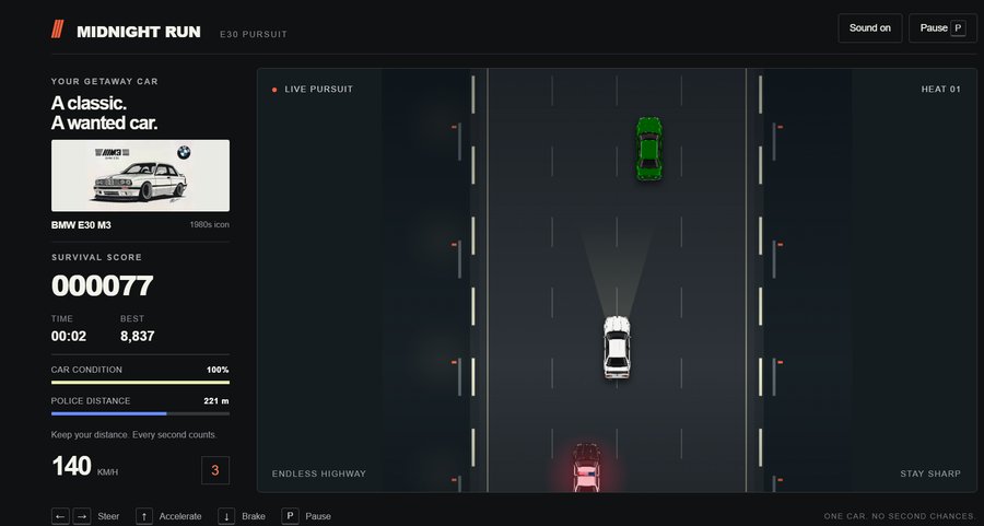 Midnight Run game interface