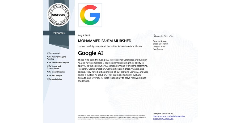 Google AI Professional Certificate